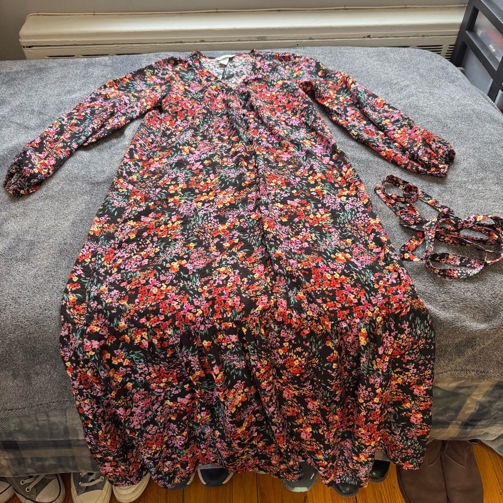 H&M Floral Long Sleeve Maxi Dress